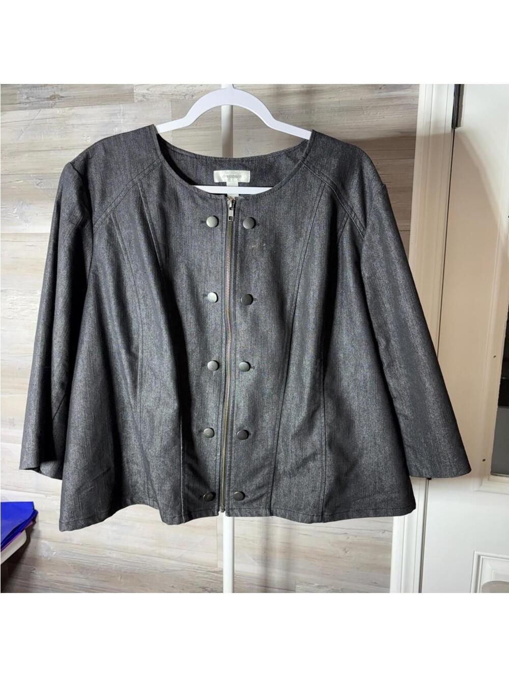 Dressbarn Women's Gray Button-Front Jacket Size 22/24 973